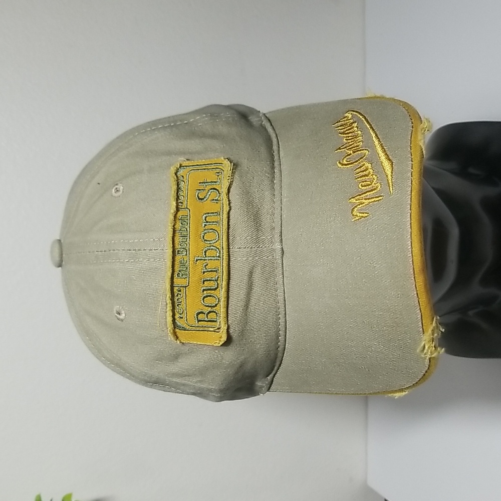 New Orleans Bourbon St Cap Adult Adjustable Distressed Style Big Patch Tan Hat